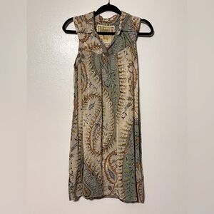 Johnny Was Paisley Rayon Sleeveless Collared Tunic Mini Dress size Small